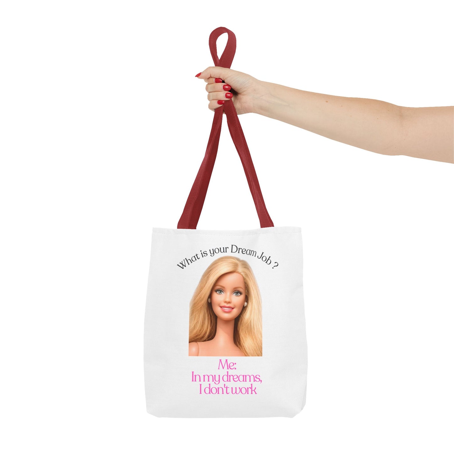 Lustige Tote Bag 'In my dreams I don't work' – Witziger Spruch Anti-Arbeit Stoffbeutel Geschenk für Faulenzer & Tagträumer