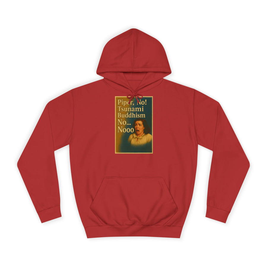 True Insights Piper, No! Tsunami. Buddhism. Hoodie – Drama-Motiv im Retro-Stil