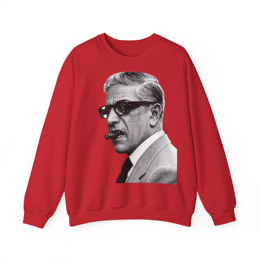 True Insights Sweatshirt Aristoteles Onassis Schwarz-Weiß Porträt in Rot, Vintage Legenden Pullover Unisex