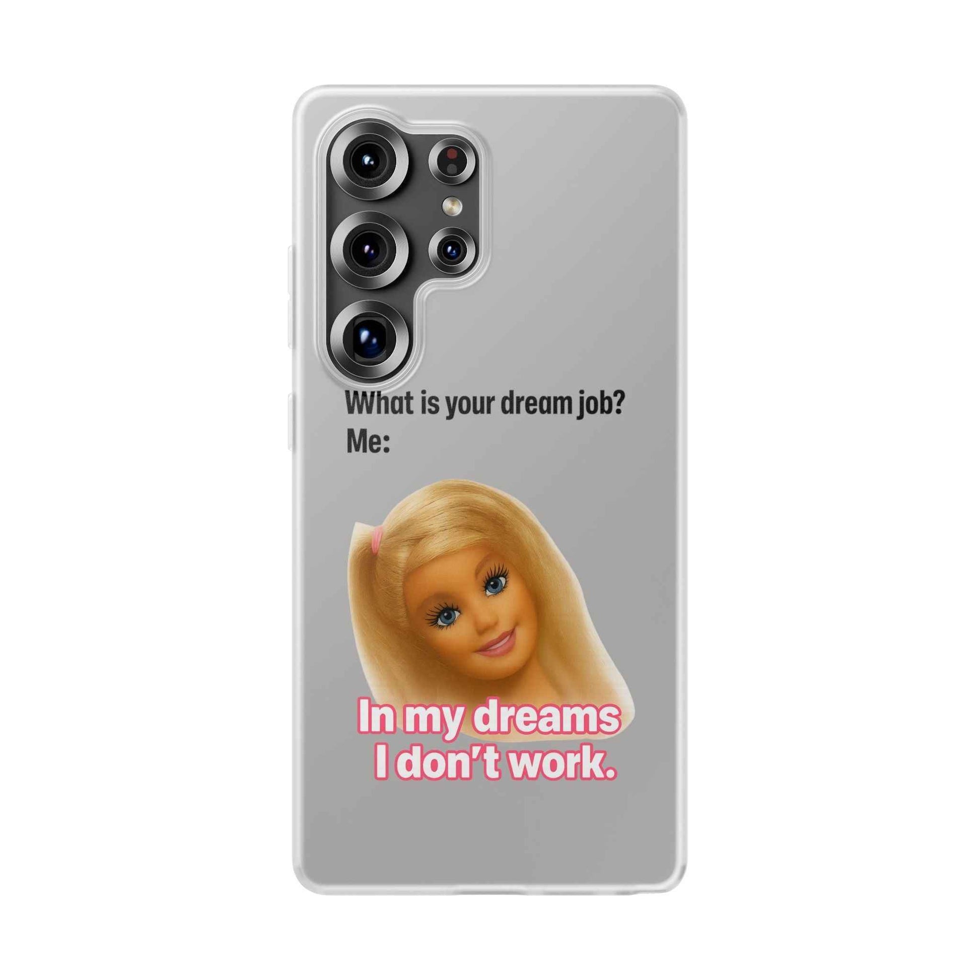 Traumjob Handyhülle – Satirische Anti-Work Phone Case mit Puppen-Illustration