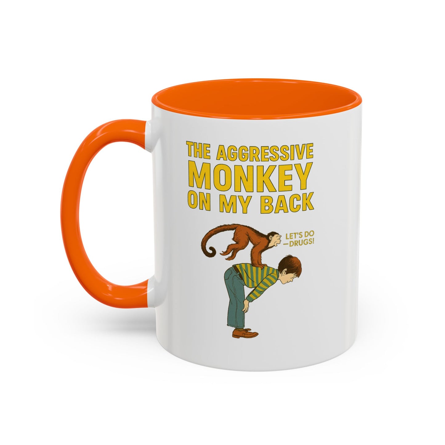 Aggressive Monkey On My Back Tasse - Lustiger Affe Retro Vintage Kaffeebecher mit Spruch | Witziges Geschenk für Humor-Fans