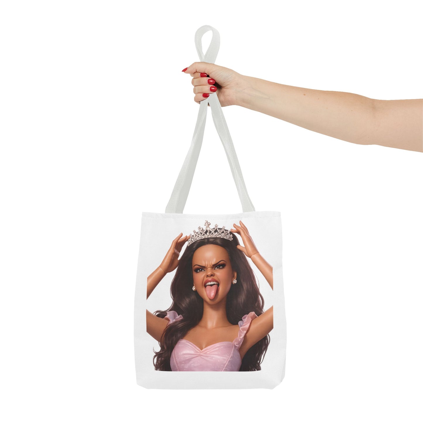 Barbicore Tote Bag – Freche Diva mit Krone & Zunge | Bedruckter Polyester Sportbeutel Gymbag für Gym, Uni & Strand