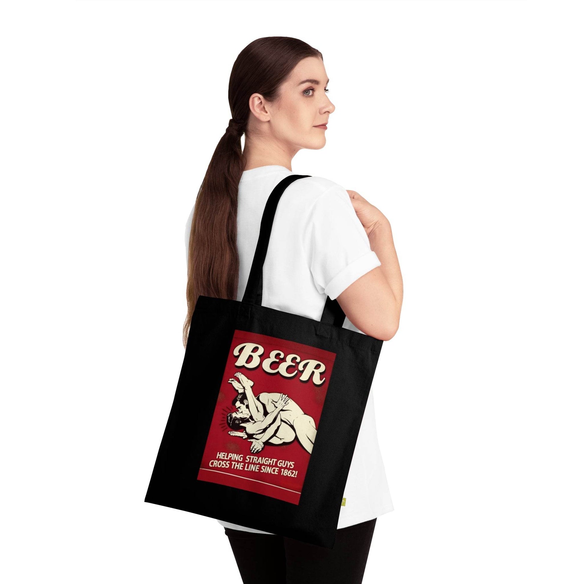 Beer Meme Totebag – Helping Straight Guys Since 1862 | Freche Retro-Canvas-Tasche-Bags-True Insights
