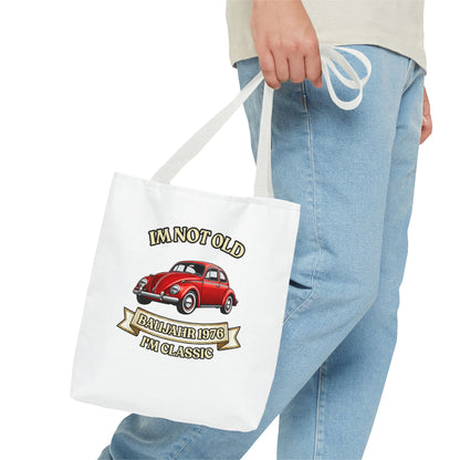Tote Bag Baujahr 1976 - I'm Not Old I'm Classic - Roter Käfer Oldtimer - 50. Geburtstag Geschenk Stoffbeutel