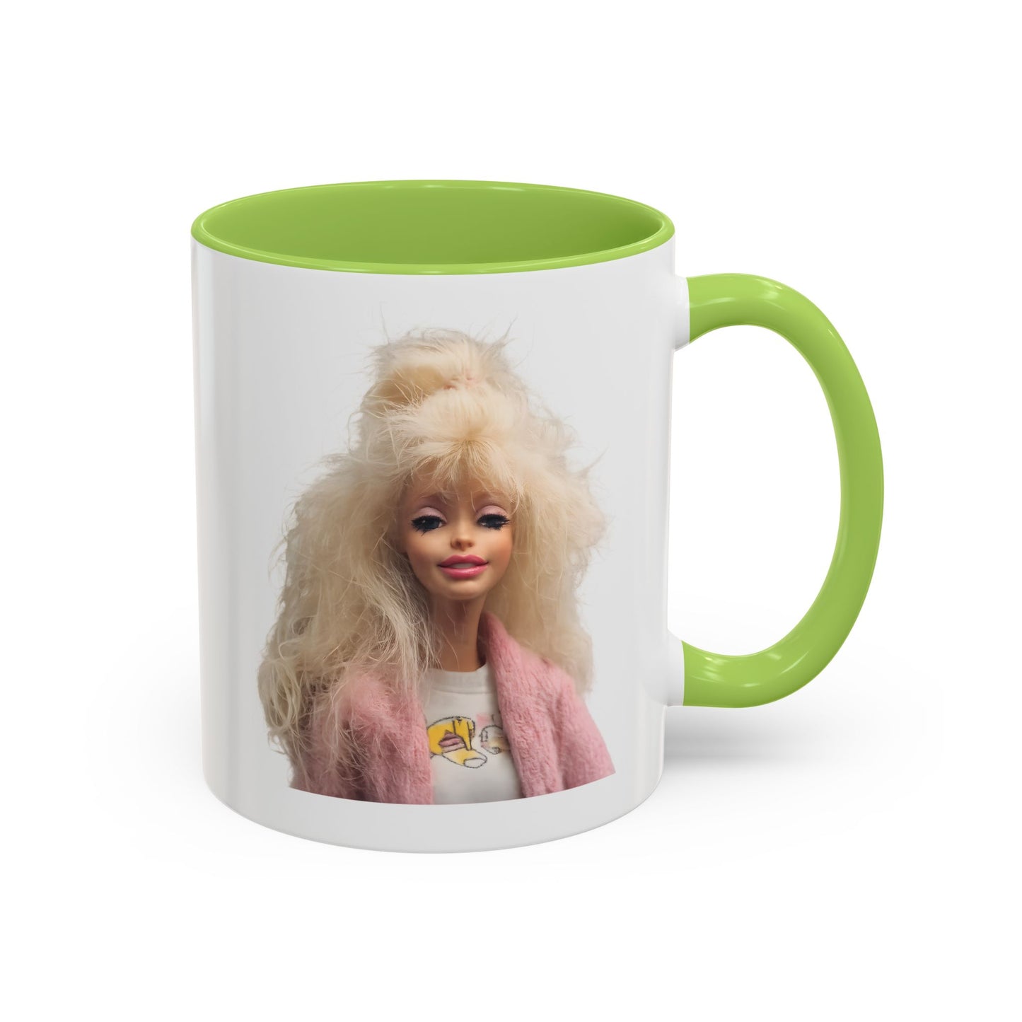 Retro 80er Puppe Tasse | Kultige Blondine mit Föhnfrisur & rosa Jacke | Kaffeebecher Geschenk für Nostalgie- & Barbie-Fans
