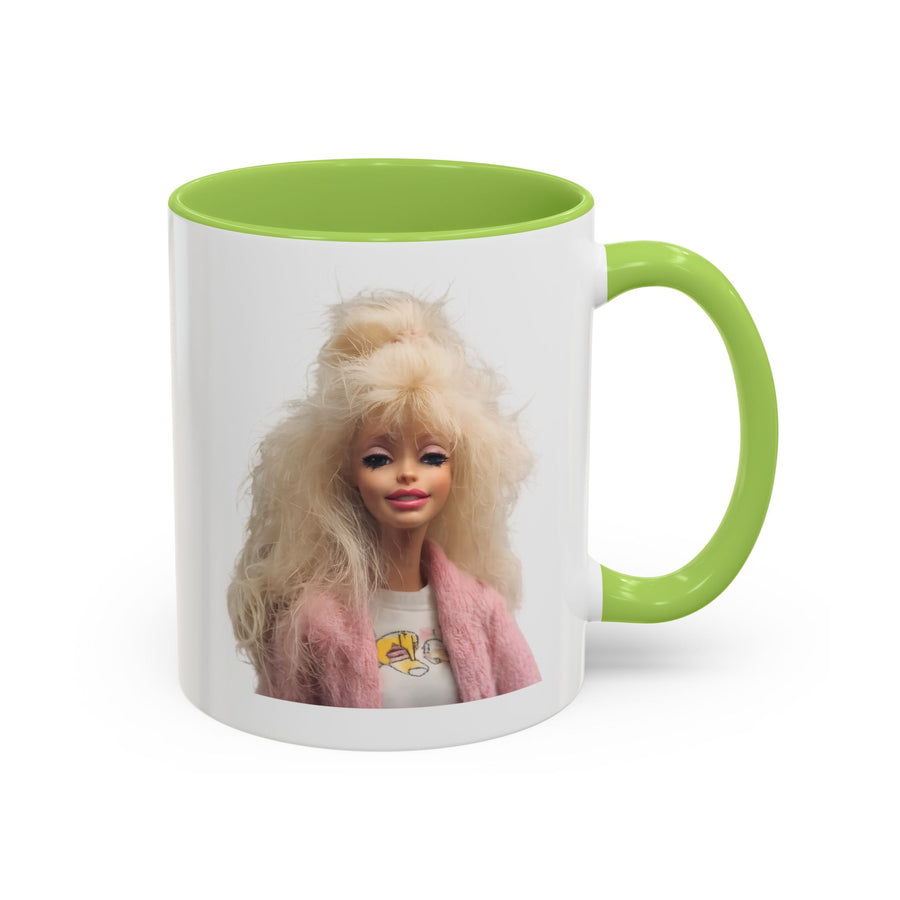 Mug Poupée Rétro Années 80 | Blonde Culte Brushing & Veste Rose | Tasse Café Cadeau Fans Nostalgie & Barbie