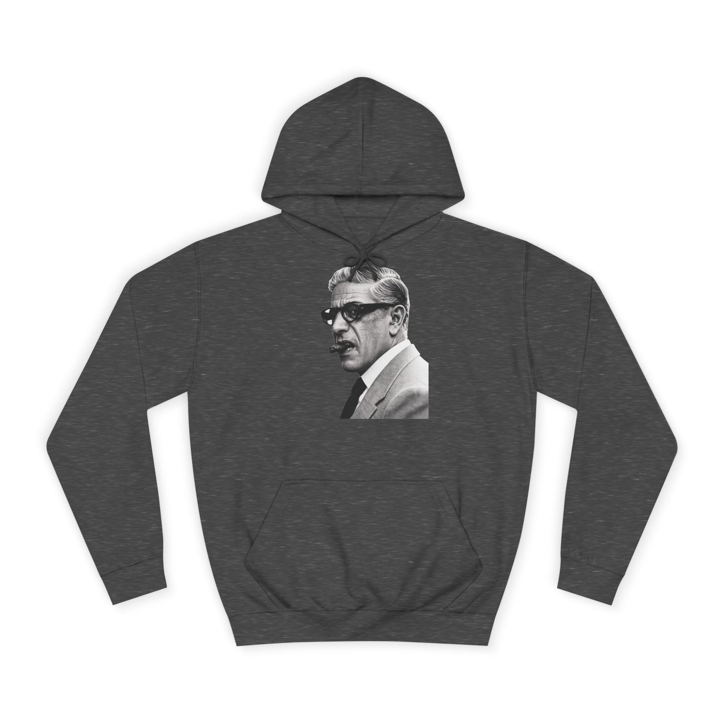 Aristoteles Onassis Hoodie – Ikonisches Portrait mit Zigarre & Brille | Vintage Schwarz-Weiß Kult Kapuzenpullover
