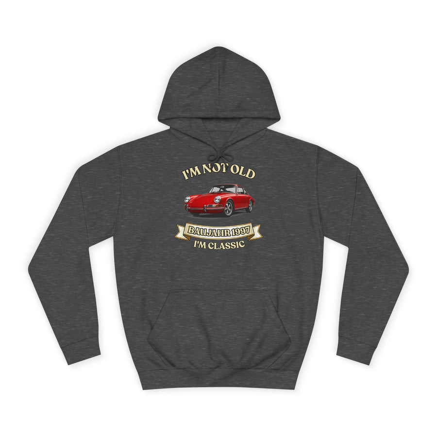 Geschenk zum 30. Geburtstag – Hoodie Jahrgang 1997 mit Porsche-Motiv – Charcoal – Vorderseite