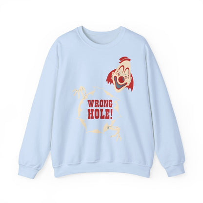 Sweatshirt – Wrong Hole! – Schwarzhumoriges Sweatshirt mit Clown-Design | True Insights Design mit Humor