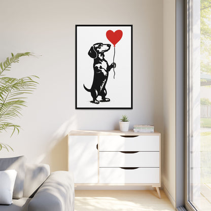 Canvas Bild – Dackel mit Herzballon