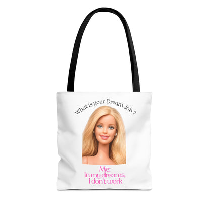 Lustige Tote Bag 'In my dreams I don't work' – Witziger Spruch Anti-Arbeit Stoffbeutel Geschenk für Faulenzer & Tagträumer