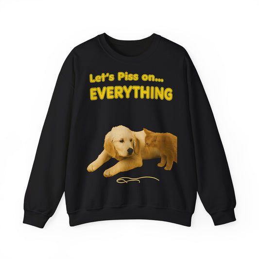 Vintage Motiv – Let’s Piss on Everything – Satirisches Sweatshirt mit Hund & Katze | True Insights Design mit Humor