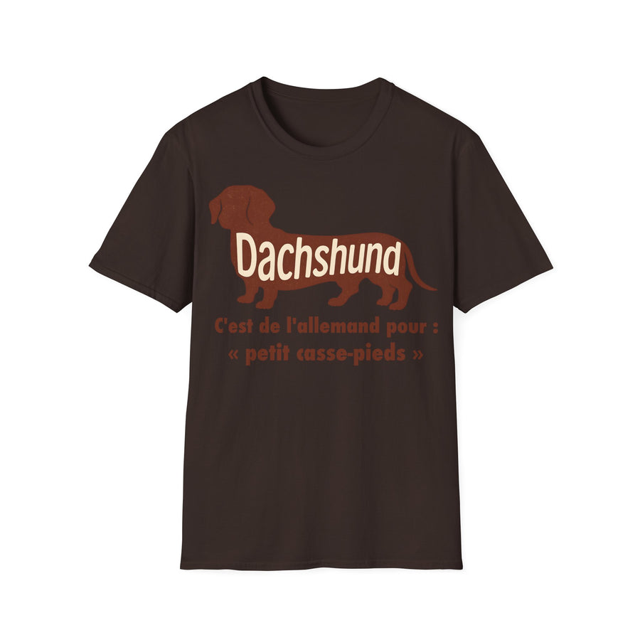 T-shirt Teckel « Dachshund – c'est de l'allemand pour petit casse-pieds » – Cadeau humour chien vintage