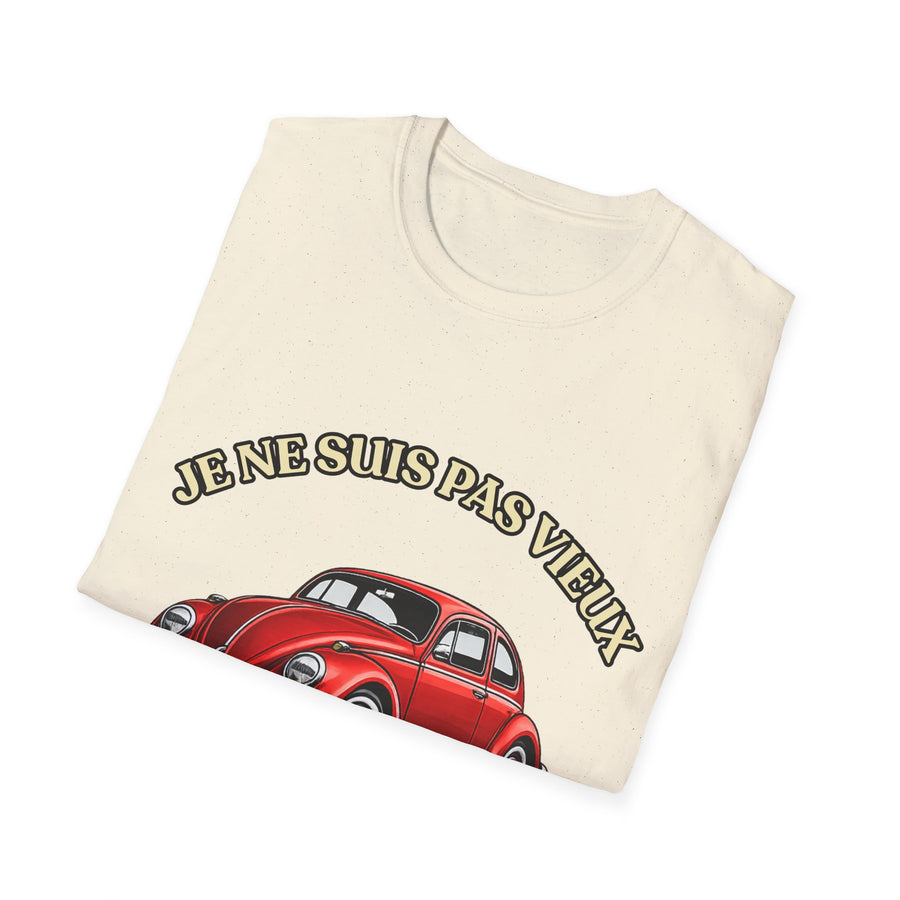 T-shirt Millésime 1986 « Je ne suis pas vieux, je suis vintage » – Cadeau anniversaire 40 ans homme – Coccinelle rouge, voiture ancienne rétro
