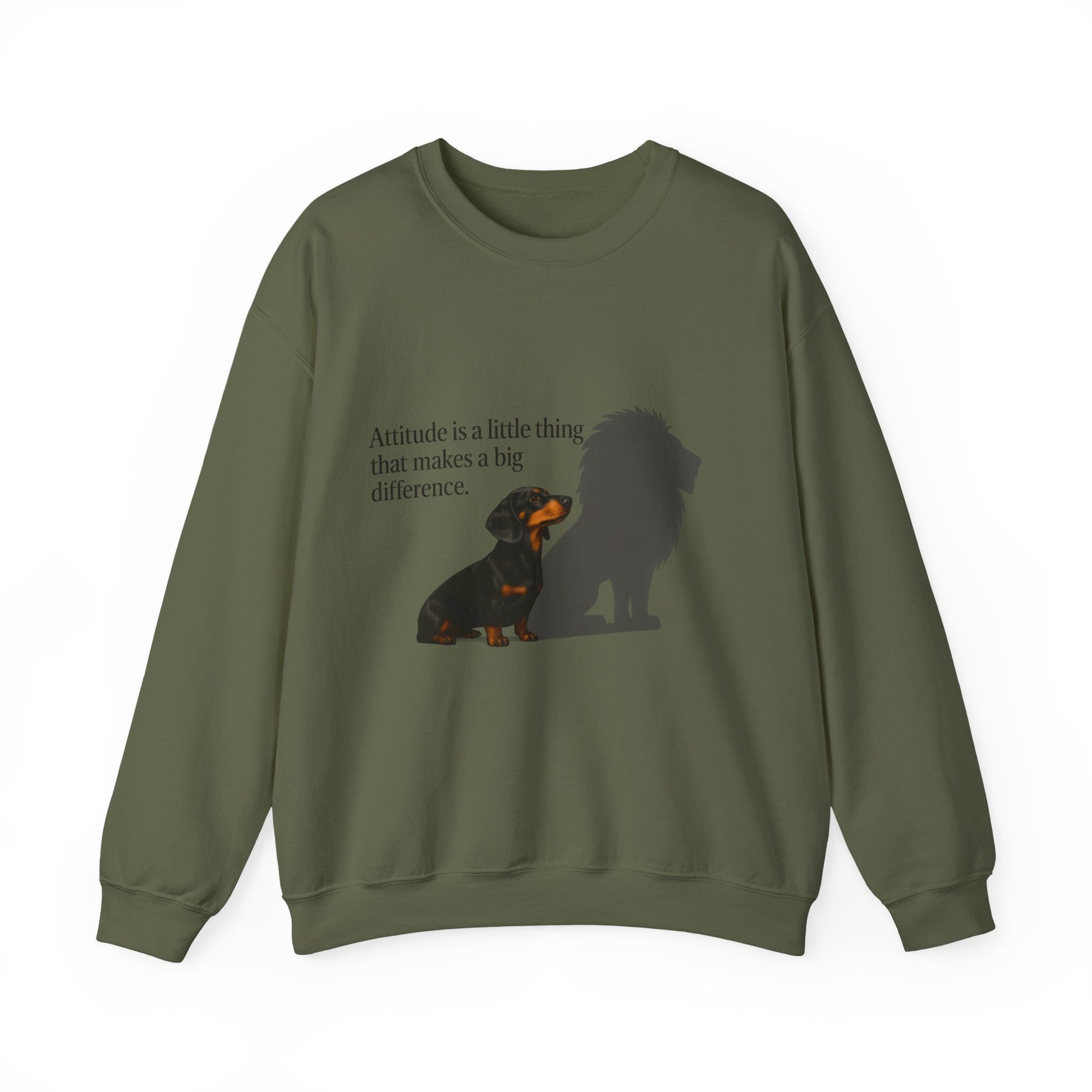 Inspirierendes Sweatshirt – Dackel mit Löwenschatten „Attitude“ – Lustiges Sweatshirt | True Insights – Bild 6