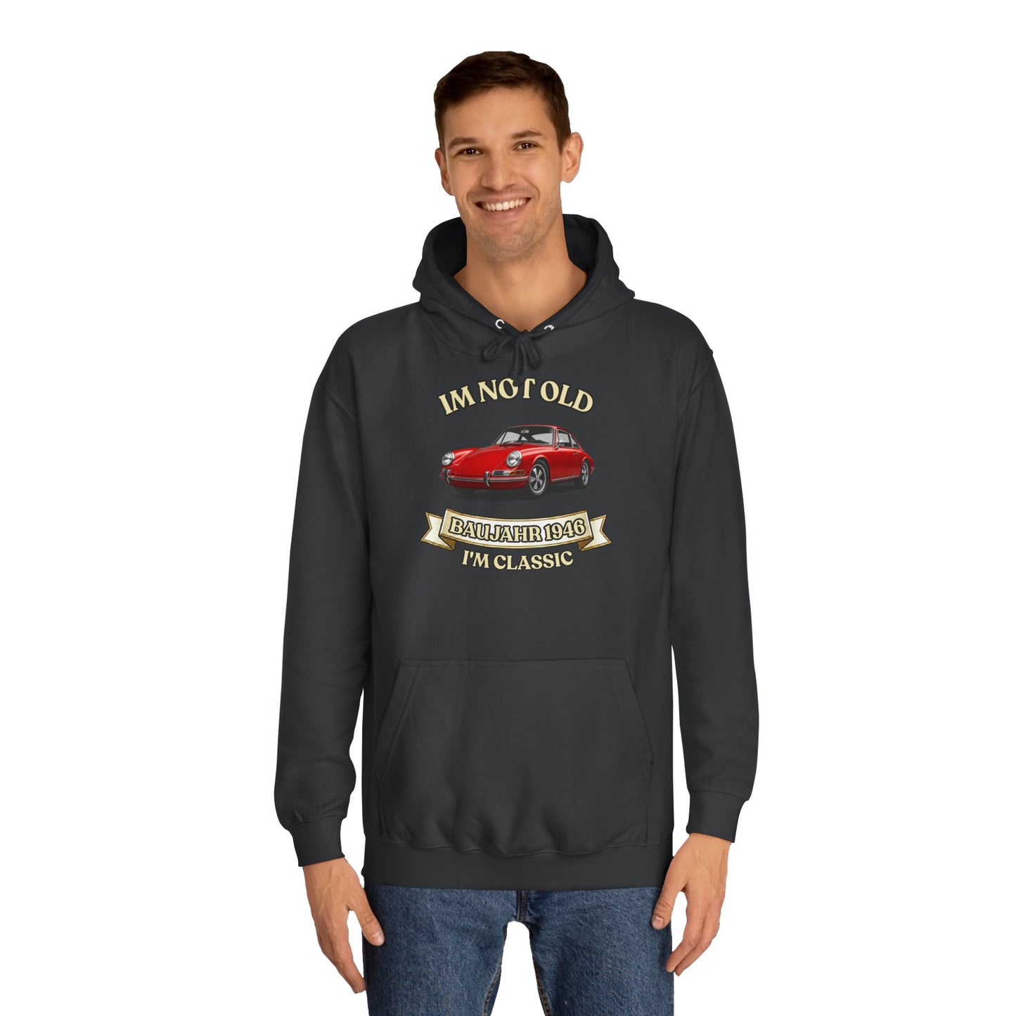 Hoodie Baujahr 1946 - I'm Not Old I'm Classic - Roter Oldtimer Sportwagen - Geschenk zum 79. Geburtstag Herren Damen Klassiker Fan
