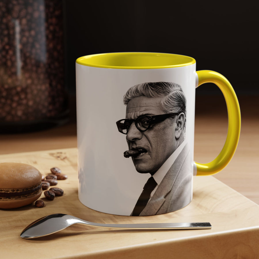 Mug Aristoteles Onassis – Portrait noir & blanc avec cigare & lunettes | Mug coloré pour fans d'histoire & de style