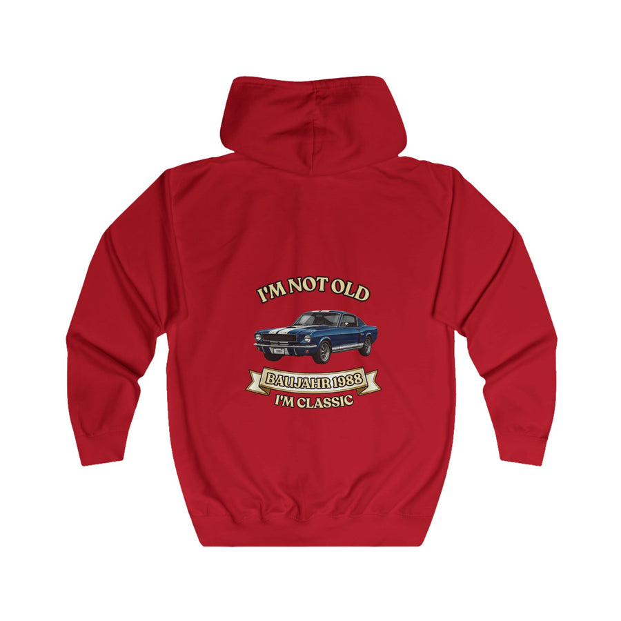 Geschenk zum 38. Geburtstag – Sweatjacke Jahrgang 1988 Muscle Car – Fire Red – Rückenansicht