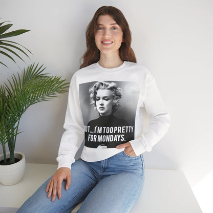 Sweatshirt – Sweatshirt – Too Pretty for Mondays – Retro Statement Pullover | True Insights Design mit Humor