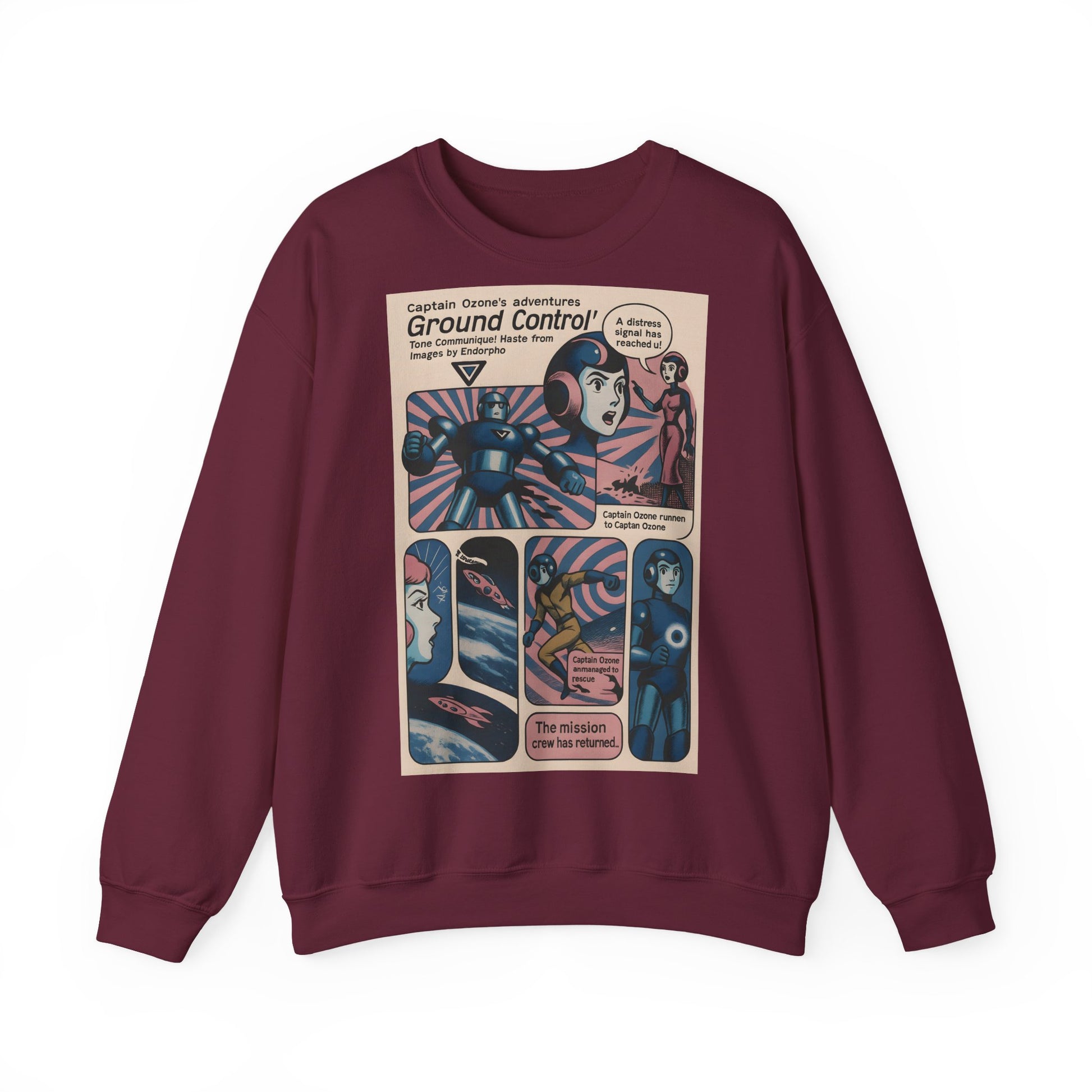 Retro Space Comic Sweatshirt – Captain Ozone „Ground Control“ Edition
