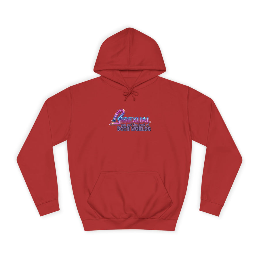 True Insights Bisexual – Best of Both Worlds Hoodie – Glitzer-Motiv für Bi Pride und CSD in Fire Red