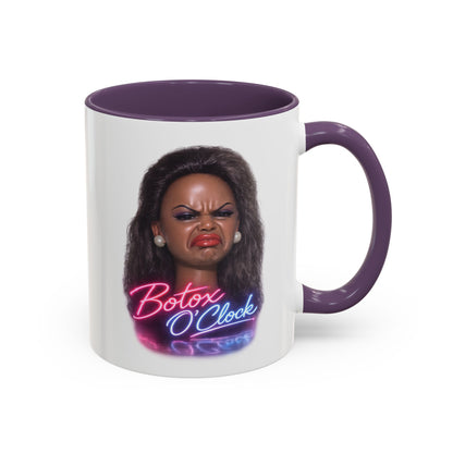 Botox O'Clock Tasse - Lustige Neon Kaffeetasse mit witzigem Grimasse-Motiv, Geschenk für Beauty-Fans & Humor-Liebhaber