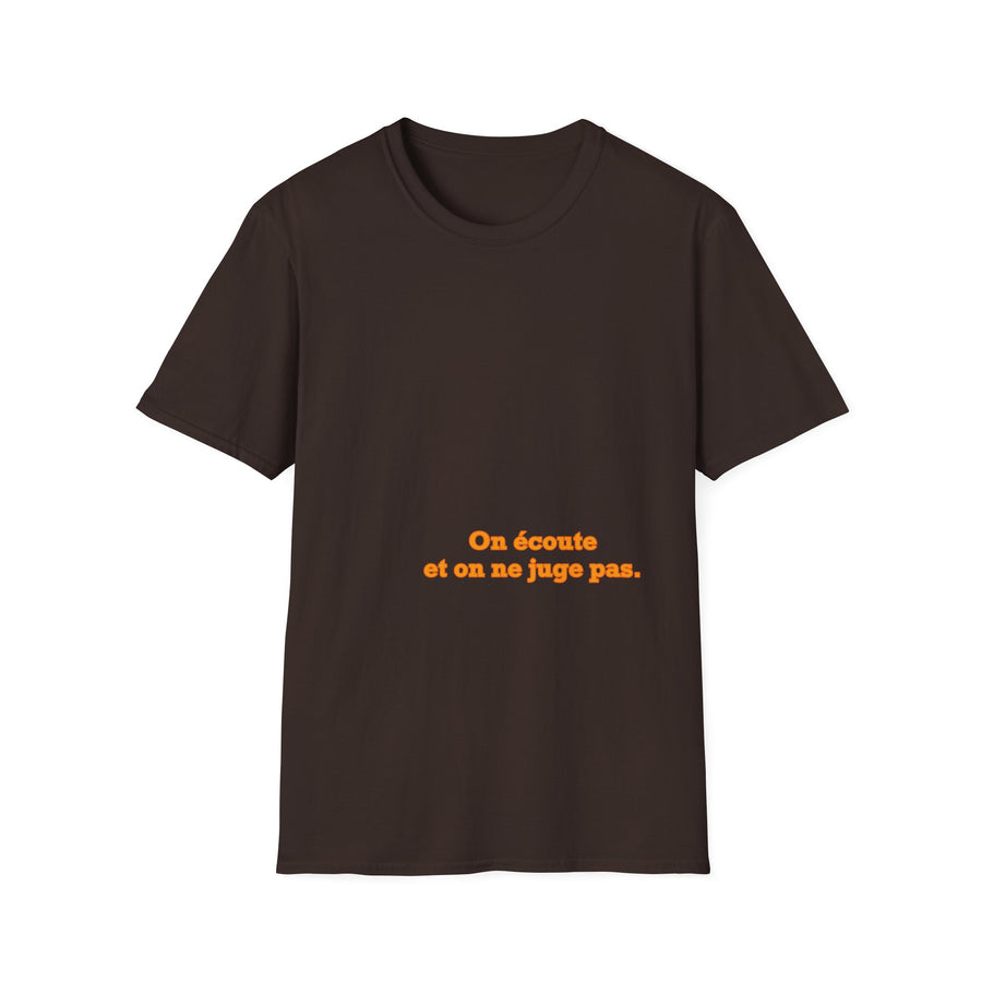 T-shirt Teckel « On écoute et on ne juge pas » – Cadeau humour pour amoureux des chiens