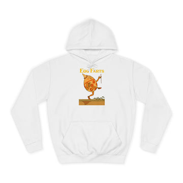 Retro Hoodie „Egg Farts“ – Absurder Humor im Vintage-Look – Arctic White – Vorderseite