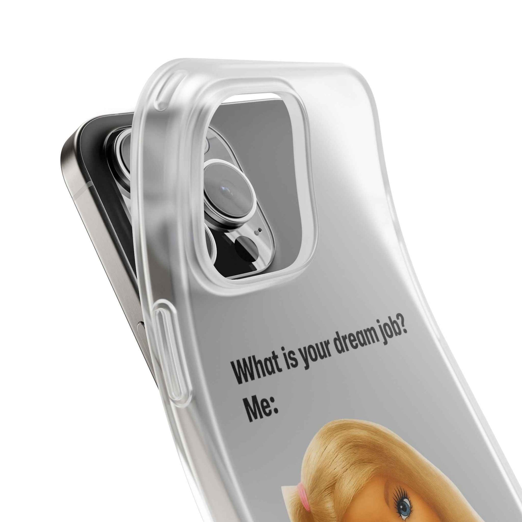Traumjob Handyhülle – Satirische Anti-Work Phone Case mit Puppen-Illustration