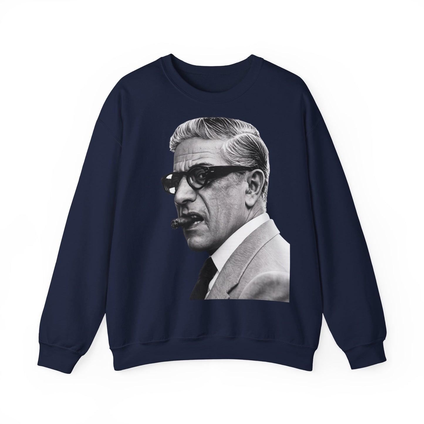 Aristoteles Onassis Sweatshirt – Schwarz-Weiß Porträt mit Zigarre & Brille | Vintage Legenden Pullover Herren Damen