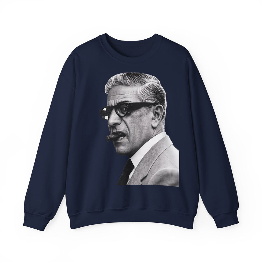 True Insights Sweatshirt Aristoteles Onassis Porträt mit Brille in Navy, Vintage Legenden Pullover Unisex