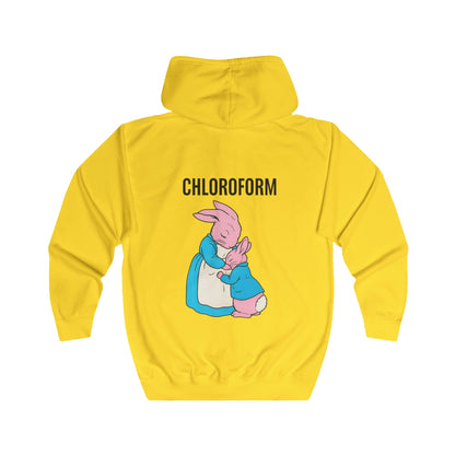 CHLOROFORM Hase Zip Hoodie – Lustiger Schwarzer Humor Kapuzenpullover mit Häschen Motiv, Sarkastisches Geschenk