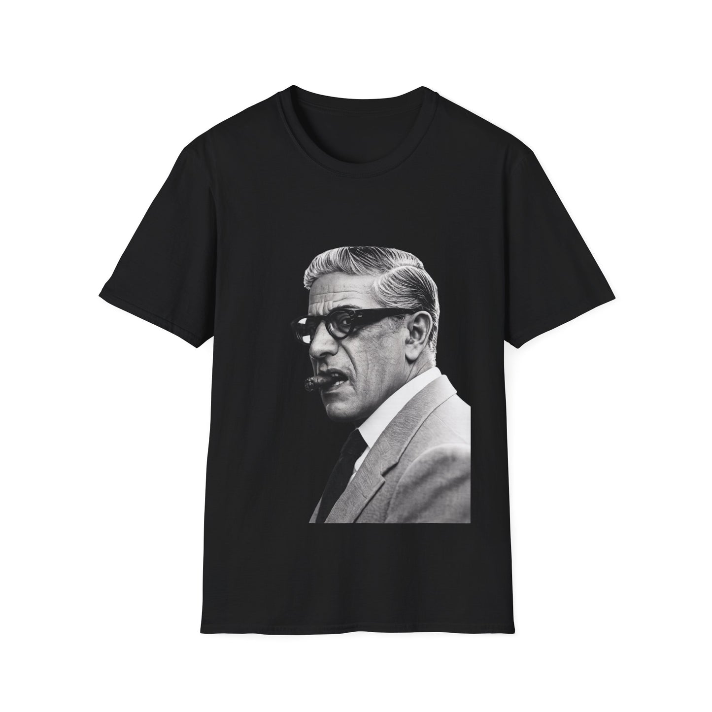 Aristoteles Onassis Portrait T-Shirt Unisex – Ikonische Zigarre & Brille, Vintage Schwarz-Weiß Legende, Retro Fan Geschenk
