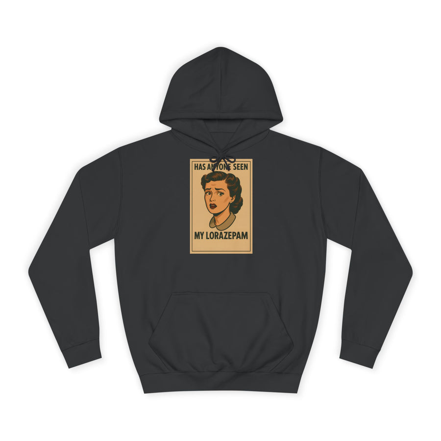 True Insights Has Anyone Seen My Lorazepam Hoodie – Retro-Pop-Art mit schwarzem Humor in Jet Black