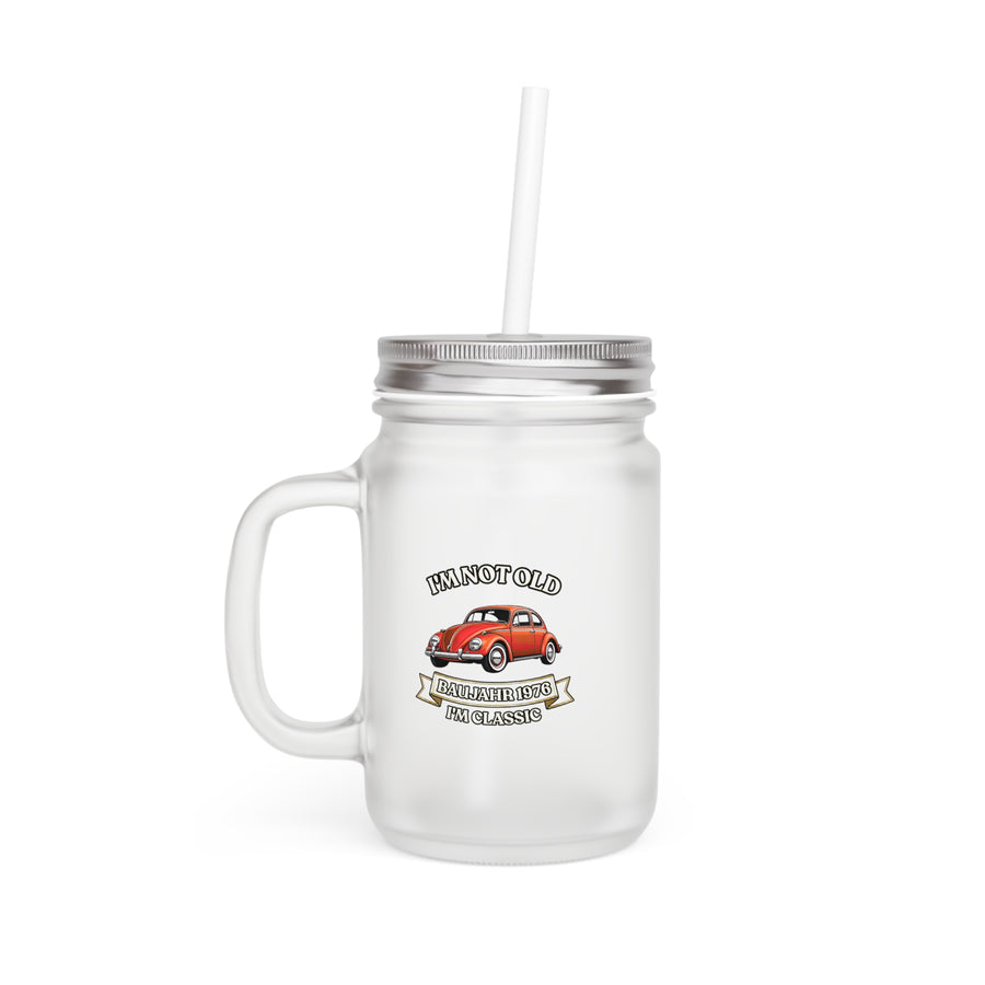 Born in 1976 Mason Jar – 50th Birthday Gift | VW Beetle
