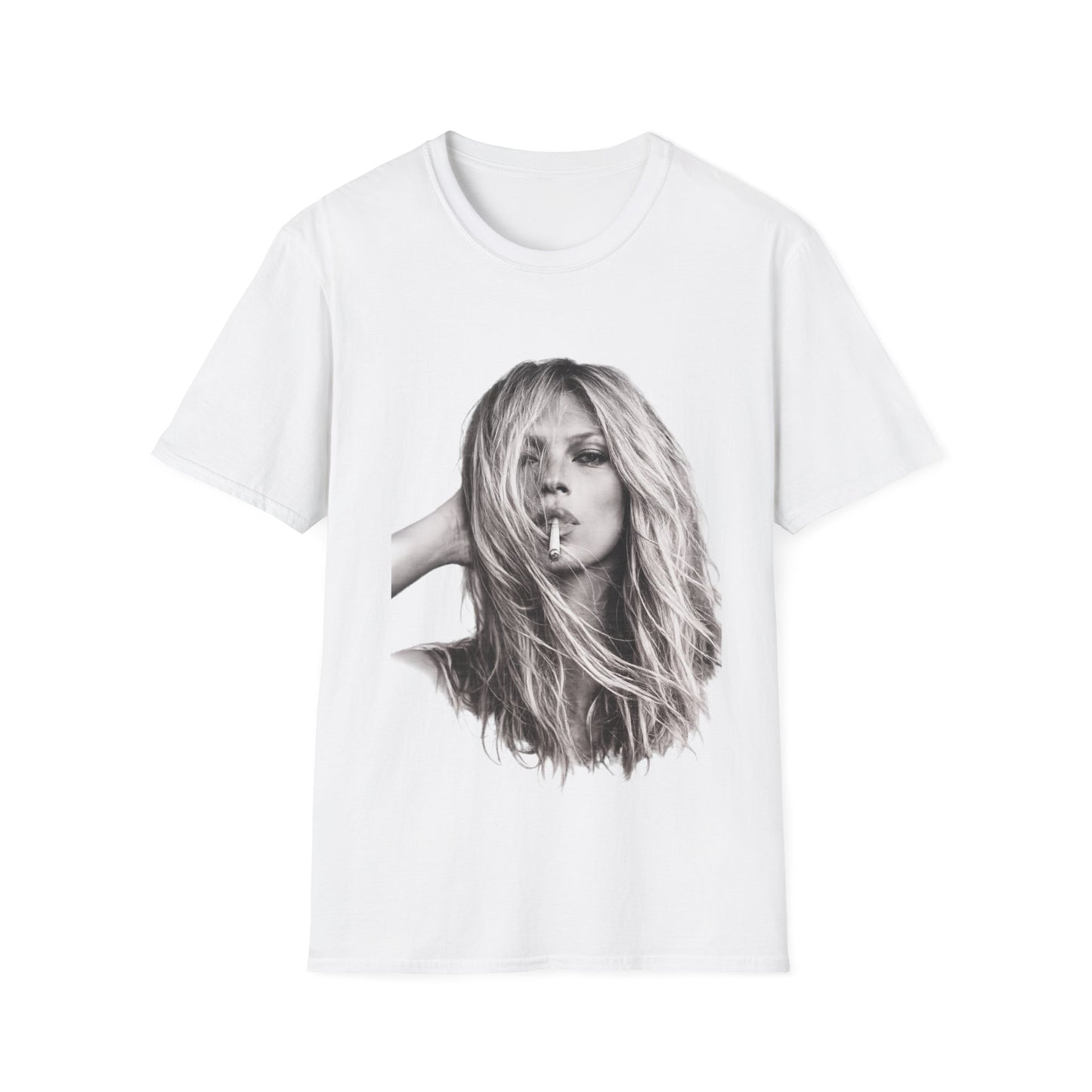 Kate Moss T-Shirt Unisex – Ikonisches Schwarz-Weiß Porträt Print, Fashion Kult Statement Shirt für Fans