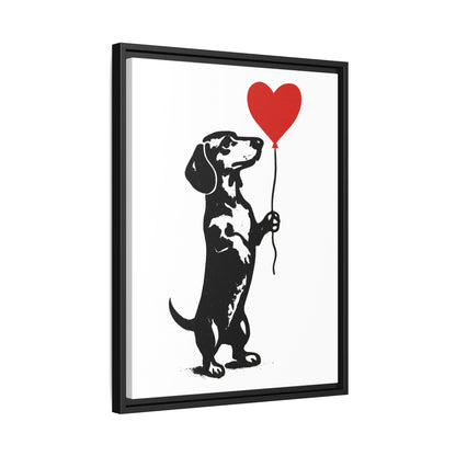 Canvas Bild – Dackel mit Herzballon