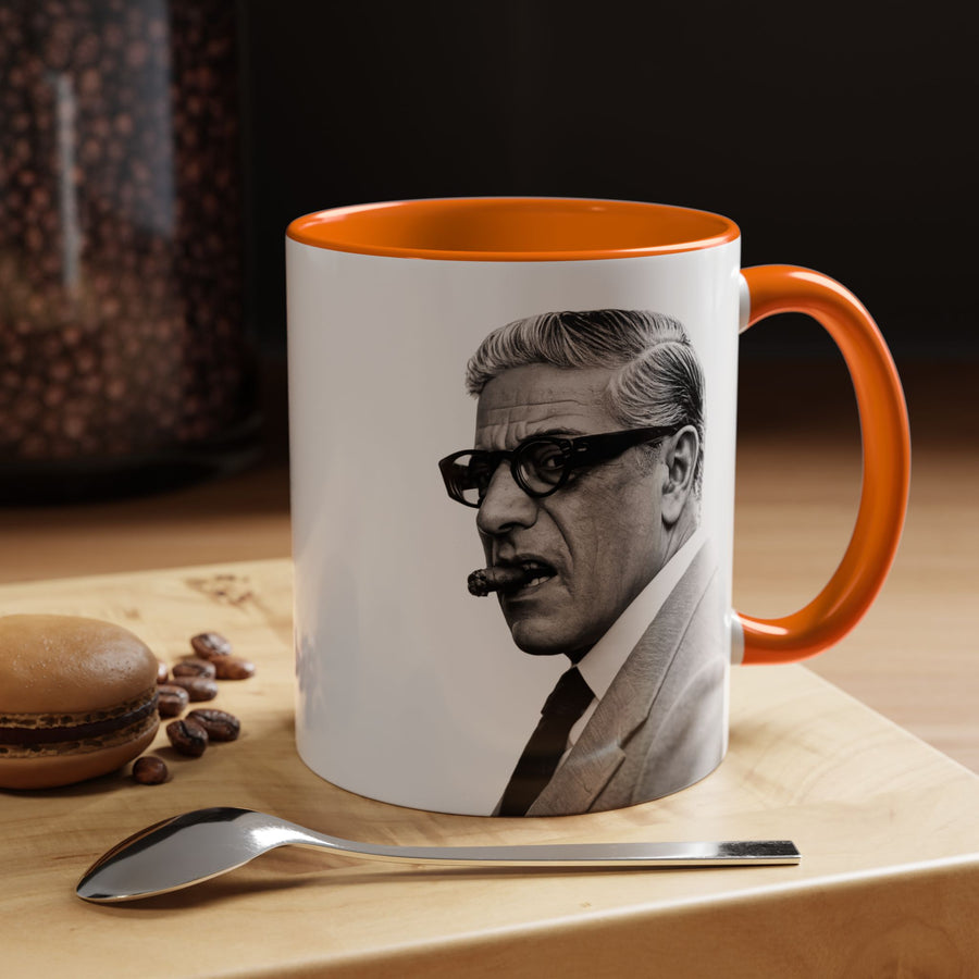 Mug Aristoteles Onassis – Portrait noir & blanc avec cigare & lunettes | Mug coloré pour fans d'histoire & de style