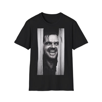 Shining Jack Torrance T-Shirt Unisex – Jack Nicholson Horror Kult Motiv, Schwarz-Weiß Filmklassiker Fan Shirt