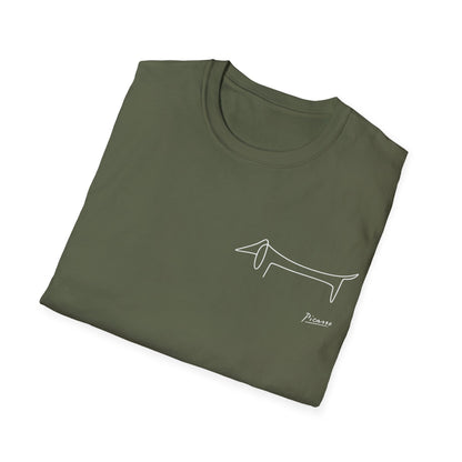Picasso Dackel T-Shirt – Minimalistische Hundelinie mit Kultfaktor - kleines Motiv