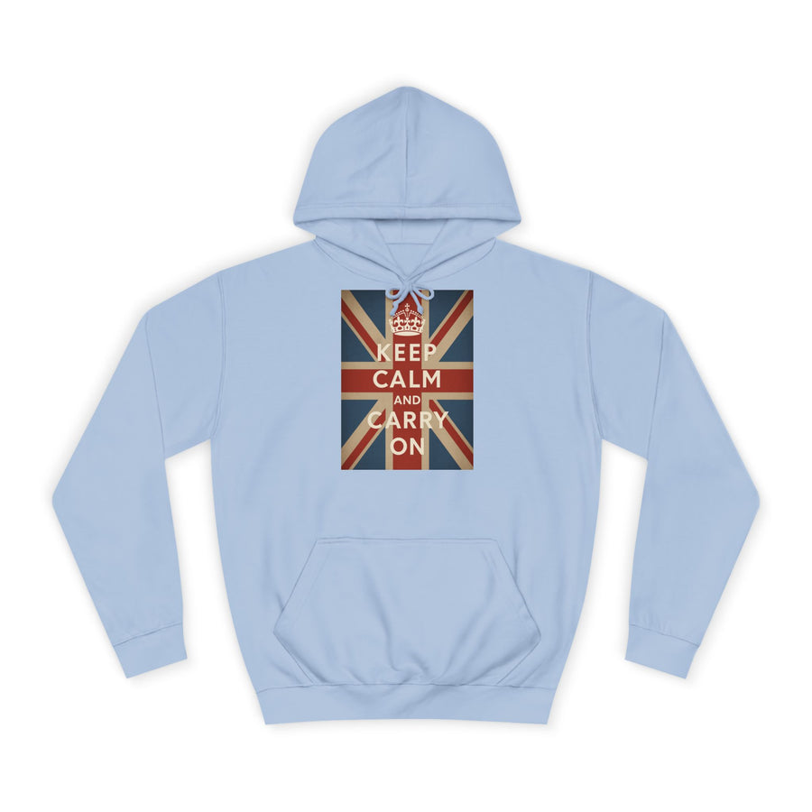 Sweat à Capuche Keep Calm and Carry On – Union Jack Drapeau Britannique Couronne Vintage Rétro pour Fans du UK