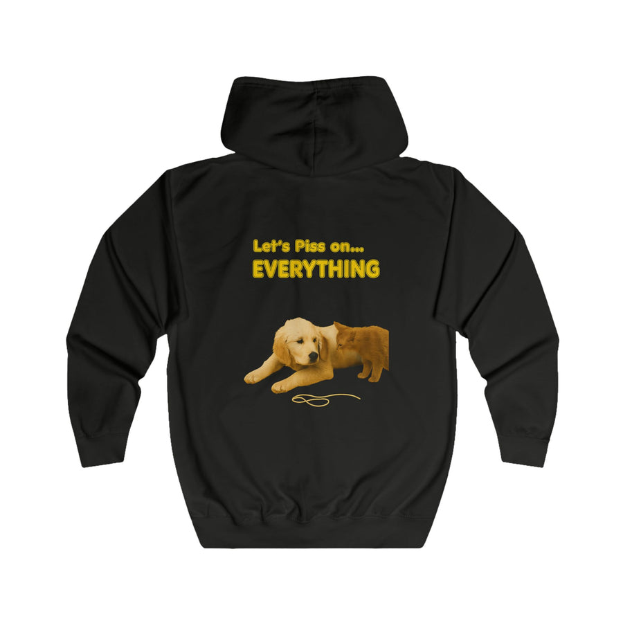 True Insights Let's Piss on Everything Zip-Hoodie – Satirisches Motiv mit Hund und Katze