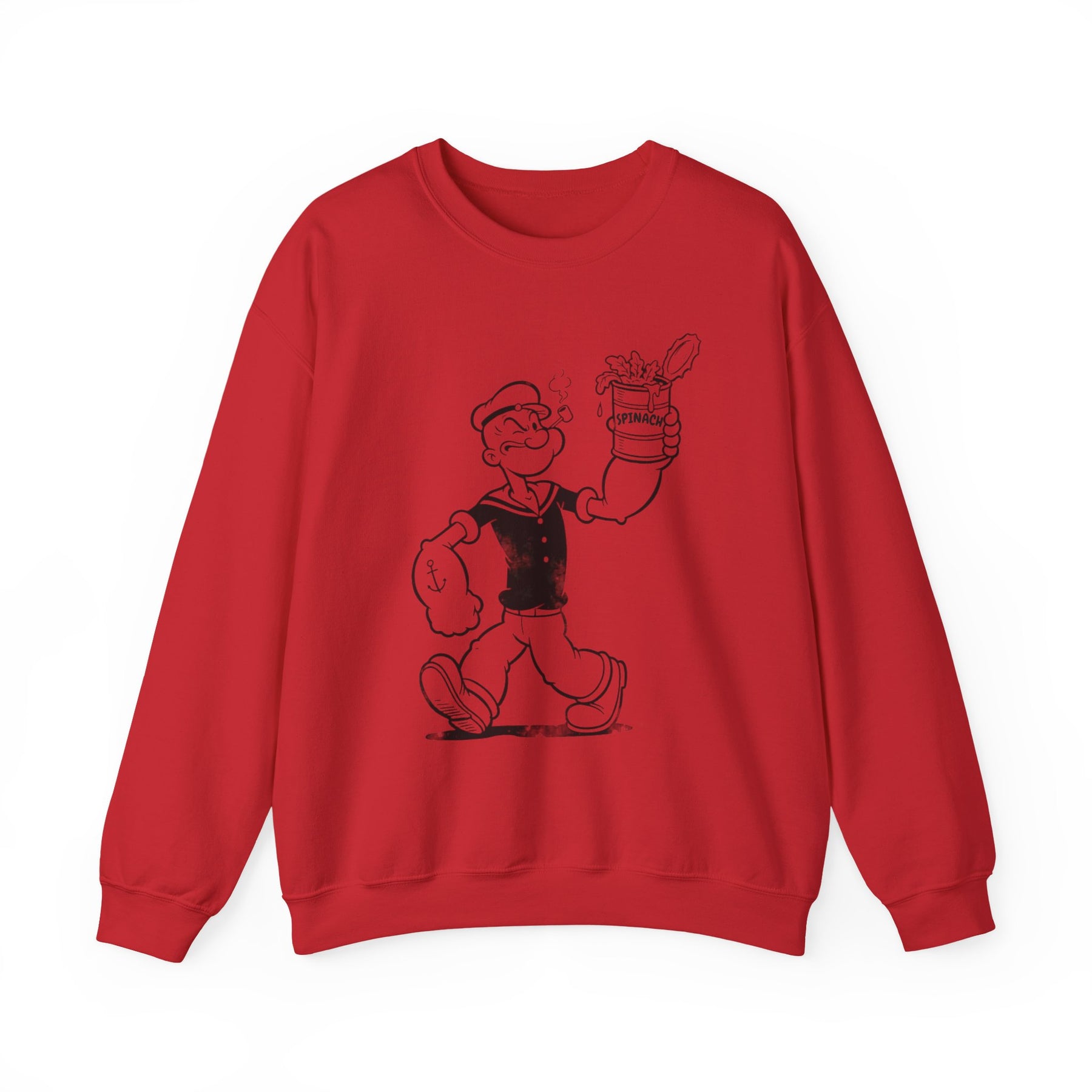 True Insights Sweatshirt Popeye Spinat Dose Retro Comic Motiv in Rot