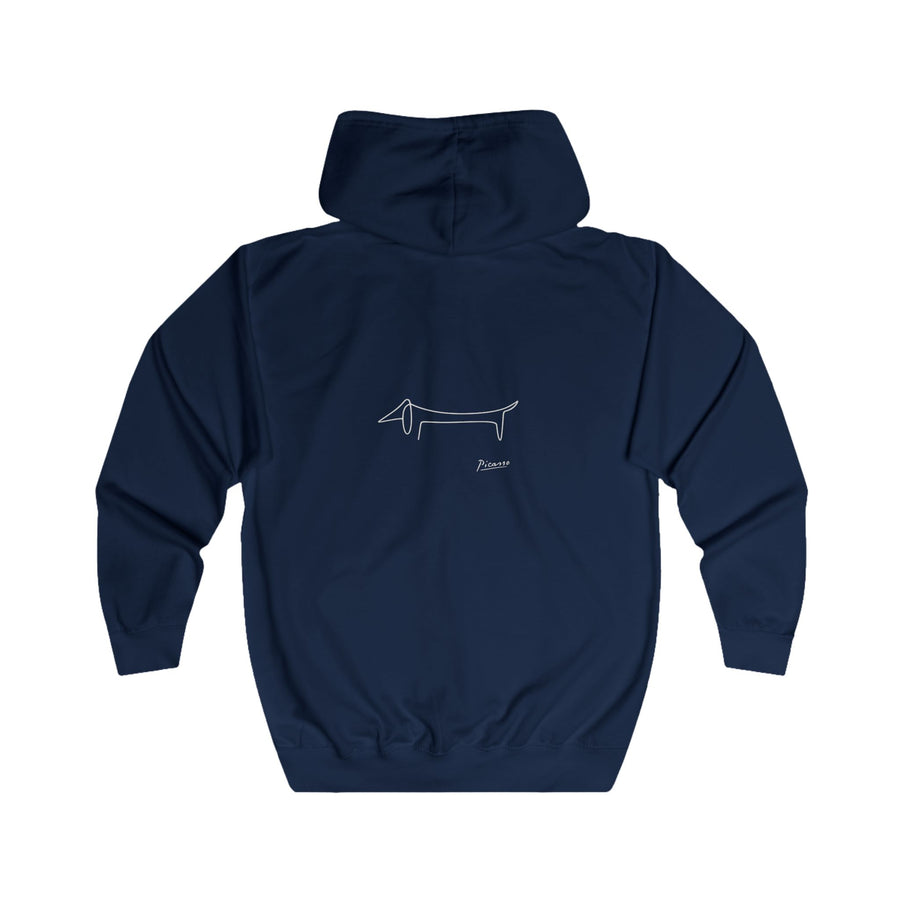 Picasso Dackel Zip-Hoodie – Minimalistische Dackel-Linienzeichnung