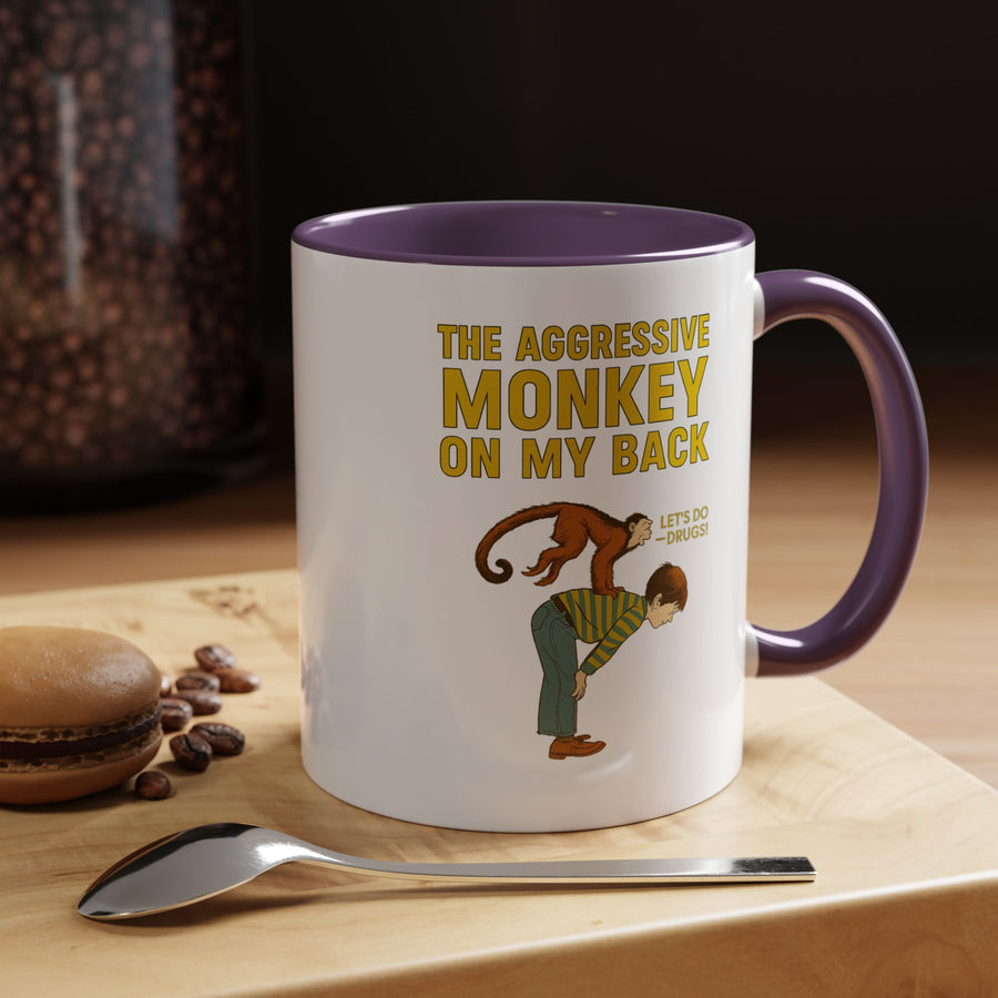 Mug Aggressive Monkey On My Back - Tasse drôle rétro vintage