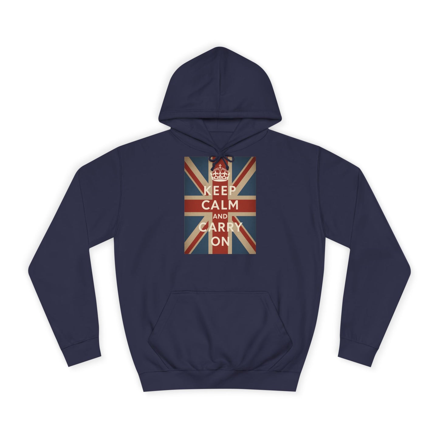Keep Calm and Carry On Hoodie – Union Jack Britse Vlag Kroon Vintage Retro Hoodie voor UK-Fans