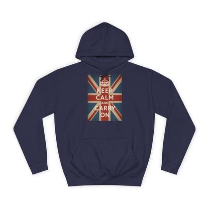Keep Calm and Carry On Hoodie – Union Jack Britse Vlag Kroon Vintage Retro Hoodie voor UK-Fans
