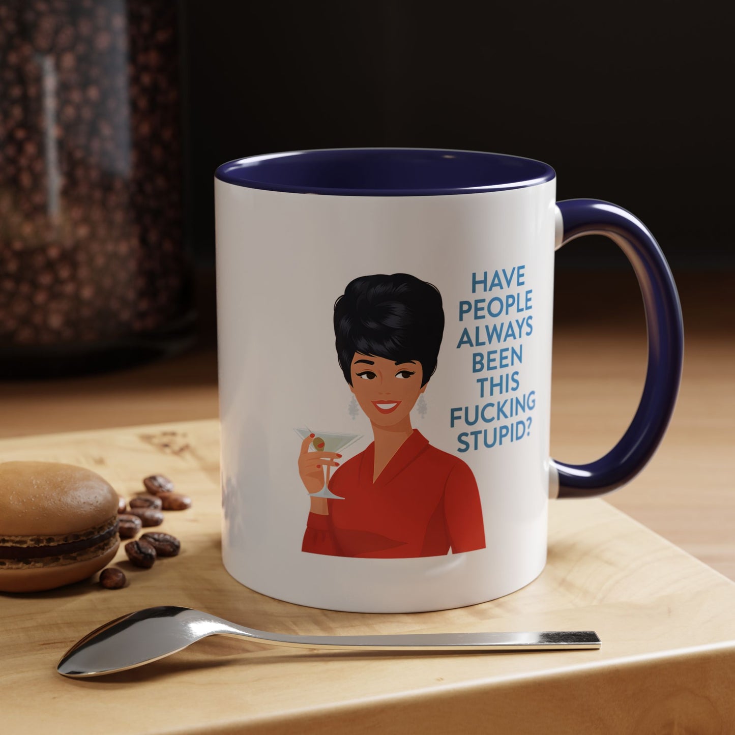 Lustige Tasse Retro Vintage Pin-Up – "Have People Always Been This Fucking Stupid?" – Sarkastische Kaffeetasse Geschenk für Frauen