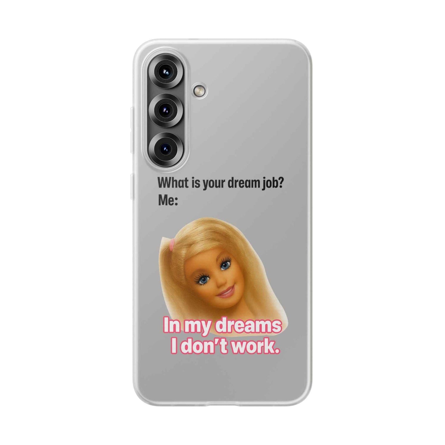Traumjob Handyhülle – Satirische Anti-Work Phone Case mit Puppen-Illustration