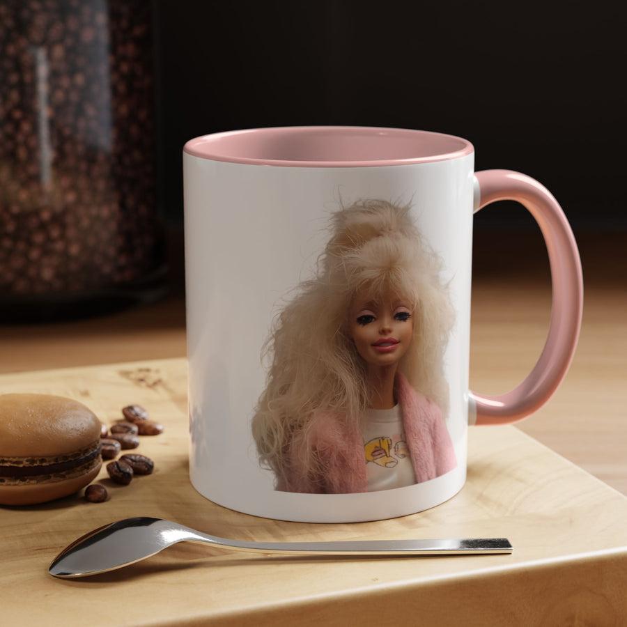 Mug Poupée Rétro Années 80 | Blonde Culte Brushing & Veste Rose | Tasse Café Cadeau Fans Nostalgie & Barbie